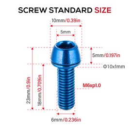 CNCLOL MTB Brake Caliper Screws, M6 x 18 mm Brake Screws, M6 Screws Hexagon Socket for Bicycle, Road Bike, Touring Bike, BMX (Orange/Red/Blue/Green/Rainbow)