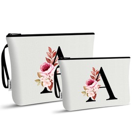 A-Z Makeup Bag Set for Women - Cosmetic Bag Organiser for Travel & Everyday Life, Stylish Makeup Bag, Ladies, Makeup Bag for Care Products & Beauty Accessories, White, A