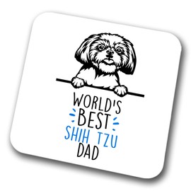 Shih Tzu World's Best Dad Coaster Dog Dad Shih Tzu Dad Friend Funny Gift for Birthday Christmas, Shih Tzu Coaster