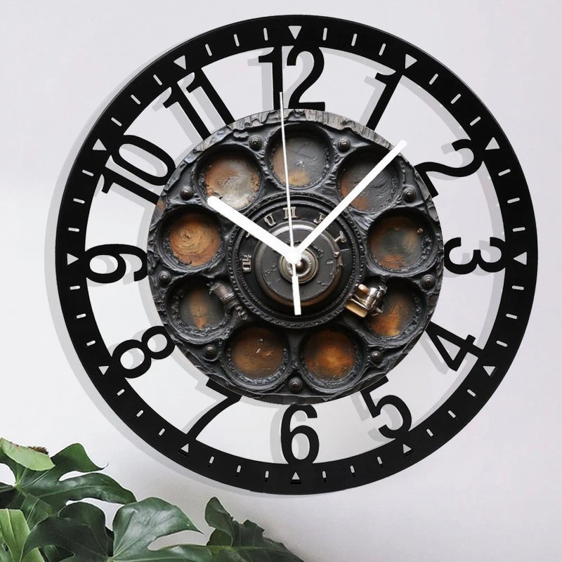 25cm Circular Iron Wall Clock with a Fisherman's Net and