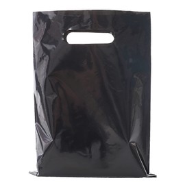 ysmile Black Plastic Shopping Bag for Samll Business with Handle Poly Die Cut Bag 7.8"x11.8" Boutique