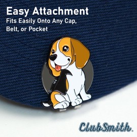 ClubSmith® Animal Golf Ball Marker with Magnetic Hat Clip, Funny Cute Cat & Dog, Premium Alignment Putting Mark, Golf Accessories & Gifts for Men and Women (Friendly Beagle)