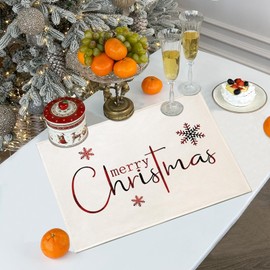YCOLL Christmas Place Mats, Set of 4, Christmas Decoration, Table Placemats, Washable Place Mats, Red Christmas Coasters for Indoor and Outdoor Dining Room, Party Decoration, 30 x 45 cm