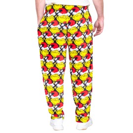 MJC Adult Unisex Grinch All Over Santa Hat Ugly Christmas Pajama Lounge Pants
