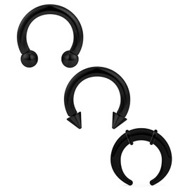 Ovxznts Large Septum Rings 8G PA Ring Horseshoe Barbell Stainless Steel Septum Pincher Tapers Black C Shape Buffalo Stretcher Expander for Women Men