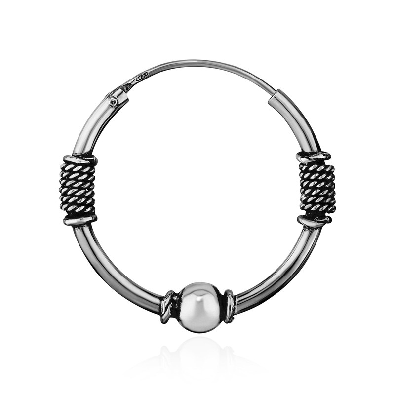 NKlaus Single 925 Sterling Silver Celtic Gothic Hoop Earrings Solid