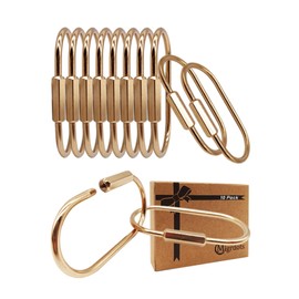 Migrdots Brass Gold Carabiner Clip for Keys - Loose Leaf Binder Rings, Screw Lock Keychain and Carabiner Clip with Lock for Backpacks, Luggage Tags, Pet Collar Clips and Outdoor Accessories, 10 Packs