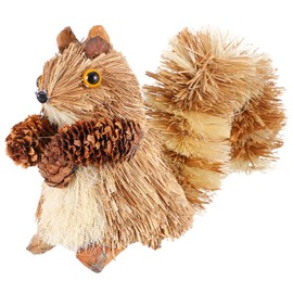 NUOBESTY Straw Woven Squirrel Straw Squirrel Figurine Holiday Decorative Woodland Animal Christmas Tree Hanging Ornament Garden Sculpture Tabletop Ornament (Mixed Color)