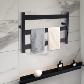 BANLICALI Towel Warmer Rack, 3 Tier Stainless Steel Electric Towel Warmer Heated Towel Rack 45℃-70℃, Wall Mounted Towel Warmer for Bathroom Black Load 66lbs 200W