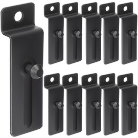JaGely 10 Pcs Metal Slatwall Hooks 3 Inch Commercial Slatwall Utility Notch Hooks Picture Hanger for Pegboard Photo Frame Display Painting Art Accessories (Black)