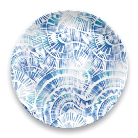 Abode Homewares Coastal Scallops Dinner Plate, Pure Melamine, Indoor/Outdoor, 10.5-Inch, Set of 6