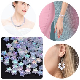 Molain 220Pcs 10mm Acrylic Star Beads with 1 Roll of Cord Star Shape Charming Beads for DIY Jewelry Craft Making Necklace Bracelet Flat Kawaii Pastel Beads Pony Beads (Mixed Color 1)