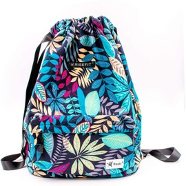 Risefit Waterproof Drawstring Bags, Print Gym Bags Sports Backpacks for School PE Bags for Boys Girls Men Women
