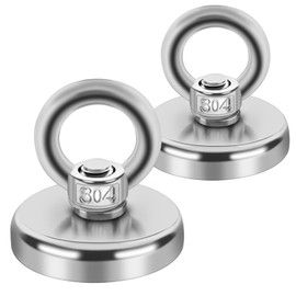 Magnets Strong Large Neodymium Magnets Extra Strong, D32 mm Super Strong Fishing Magnet with Hole and Screws, Magnetic Fishing for Home, Workshop, for Magnetic Fishing in Lakes, Lawn, Ocean, Pack of 2