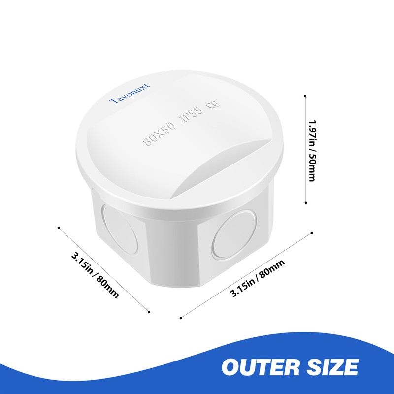 Tavonuxt Waterproof Electrical Junction Box (D3.1 x H2) with 4