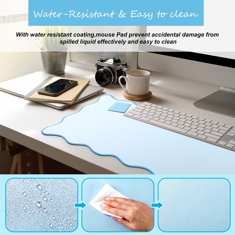 Hahafelt Scalloped Desk Mat Large Scalloped Piping Cute Desk Mat