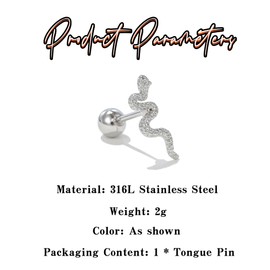 QKEOISUD Small Snake Thread Perforated Jewelry,316L Stainless Steel Exquisite Snake Shaped Puncture Jewelry, Can Be Used As Lip Studs, Tongue Barbells, Earrings, Wild Punk Women's Jewelry Gifts