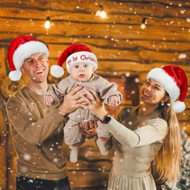 Christmas Hat Baby Santa Hat Baby "My 1st Christmas" Plush Santa Hat Red Santa Hat Comfortable Thick Classic Santa Hat Made of Velvet for Memorial Festive Parties in the New Year