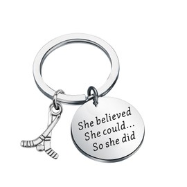 Lywjyb Birdgot Hockey Keychain Ice Hockey Gift Hockey Lover Gift Hockey Player Inspirational Gift for Daughter Son (Believed Hockey ky CA)