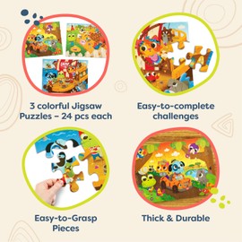 B. toys – Jigsaw Puzzles Set – Classic Set with Colorful Designs – Educational and Developmental Toys for 3+ Years– Pack of 3