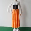 Resnan Women's Renaissance Medieval Costume Flare Sleeve Corset Skirt Overskirt