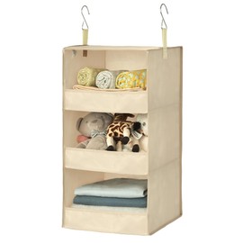 GRANNY SAYS 3-Shelf Hanging Closet Organizer, Khaki Closet Storage Hanging Shelves