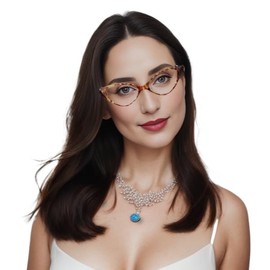 HAITONGCR Lady's Lightweight Cat-Eye Blue Light Blocking Reading Glasses for Women Crown 1.5 R1110