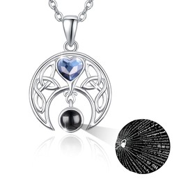 REDSUN I Love You Necklace for Women, S925 Sterling Silver 100 Languages Projection Pendant Necklace 100 Different Languages for I Love U Jewellery Gift for Mum Wife Girlfriend, Sterling Silver