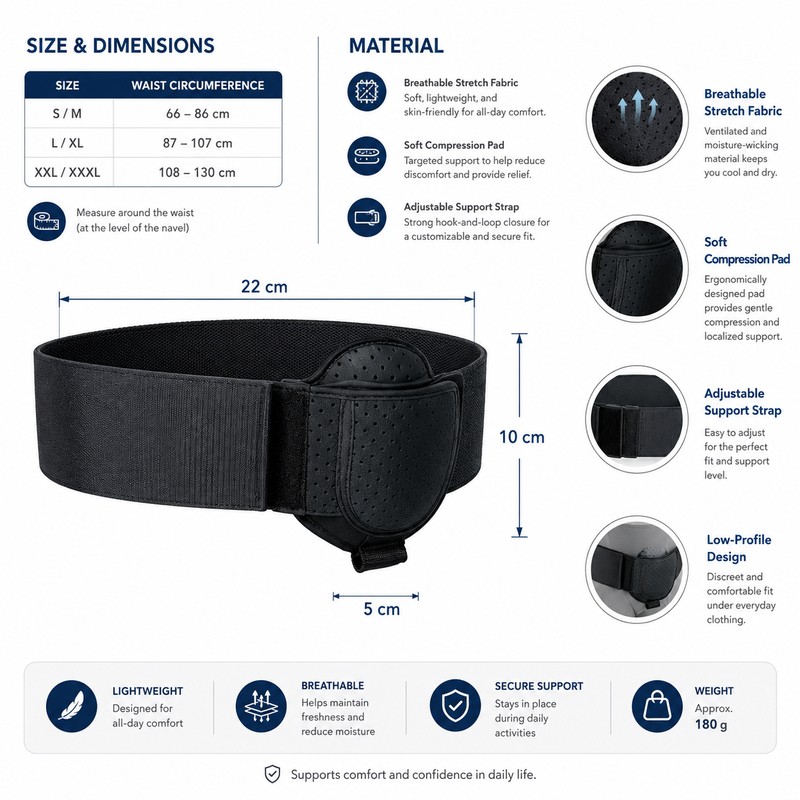 Inguinal Hernia Support Belt for Daily Comfort – Adjustable Groin