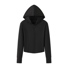 RAKUKOU Women's Rash Guard, UV Protection, Hoodie, Sun Protection, Ice Silk, UPF40+, Thumb Hole, Cool Touch, Sweat Absorbent, Quick Drying, Breathable, Black, M