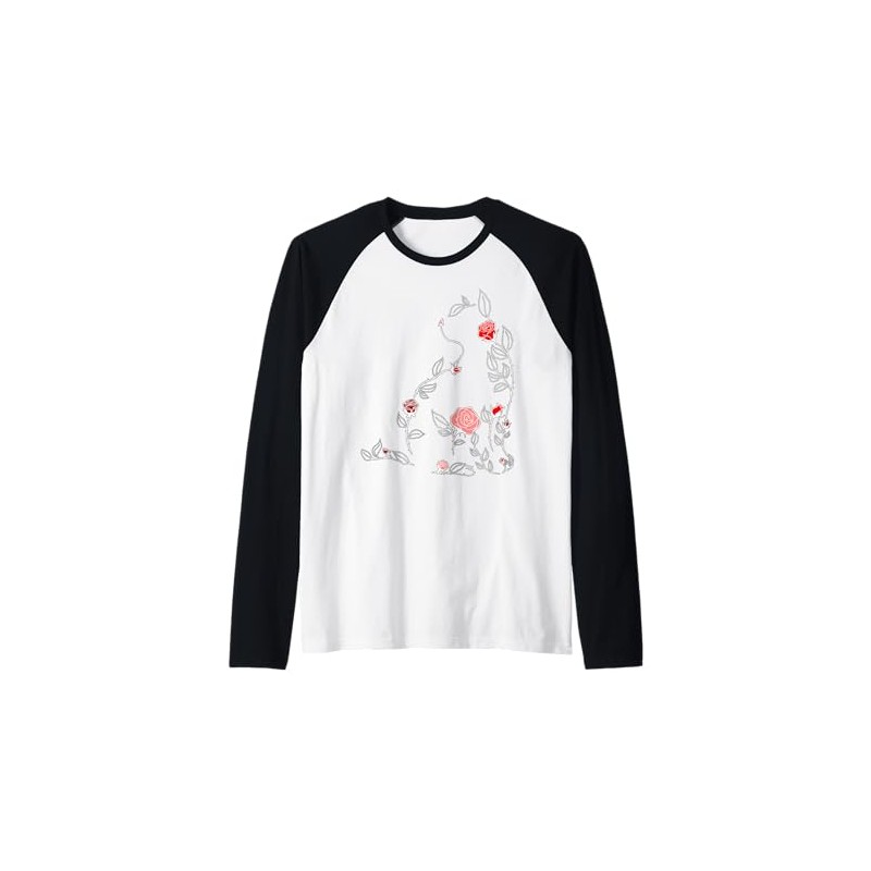 Red Flower Cat Red Graphic Raglan Baseball Tee