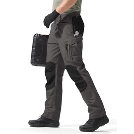 FREE SOLDIER Men's Water Resistant Pants Relaxed Fit Tactical Combat Army Cargo Work Pants with Multi Pocket (Grey Black 30W x 32L)