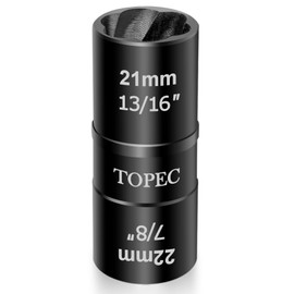Topec 21mm x 22mm Flip Lug Nut Extractor, 1/2" Drive Lug Nut Removal Tool, 2-IN-1 Wheel Lock Remover Socket