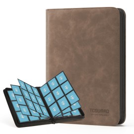 TCGUARD Trading Card Binder, 9 Side Loading Pocket Card Album Hold Up to 540, Zipper Binder for Collection, TCG Holder for Sports, Yugioh, MTG etc. (Brown 9)