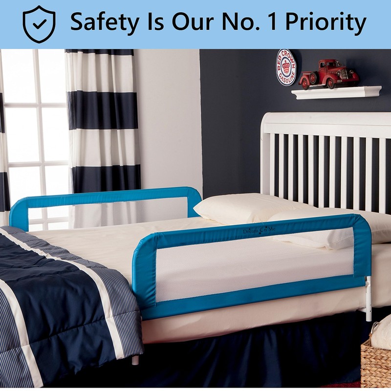 Adjustable Mesh Bed Rail in Blue, Two Height Levels, Breathable