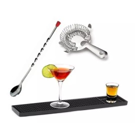 Buffetware Kit Bartender Tapete Bar Colador Cuchara Mezcladora Drinks