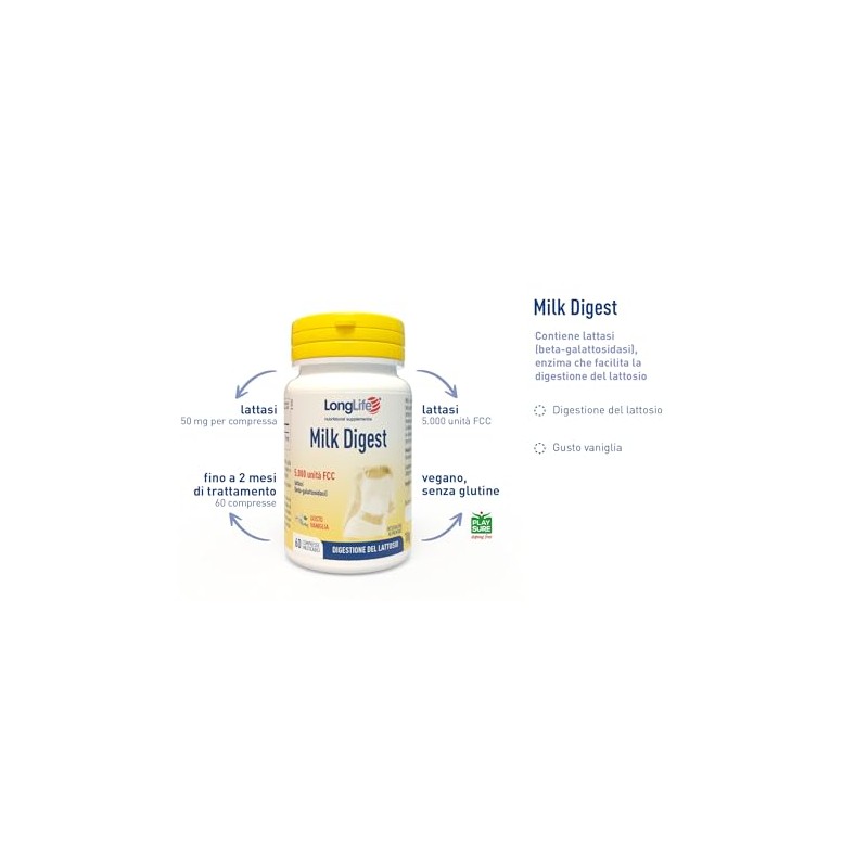 LongLife® Milk Digest | Integratore di lattasi con 5.000 FCC
