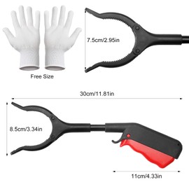 UOCAI Pack of 2 Grab Tongs for Seniors with Dot Glove, 30 cm Children's Grab Tongs, Short Rubbish Grabber, Gripper for Seniors, Grab Aid for People with Disabilities, Grab Arm for Waste Collection,