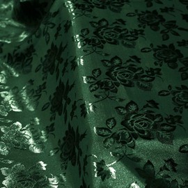 Kayla Dark Hunter Green Polyester Floral Jacquard Brocade Satin Fabric by The Yard - 10004