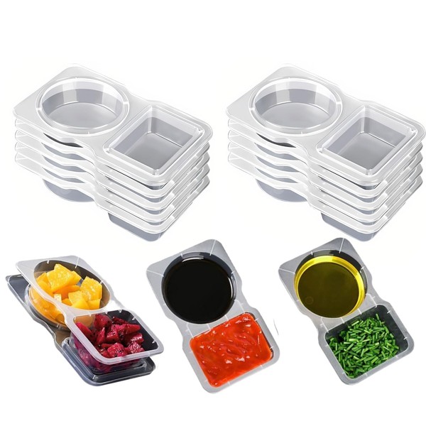 XcnPer 10 PCS Double Compartment Snack Pot, Snack Containers with