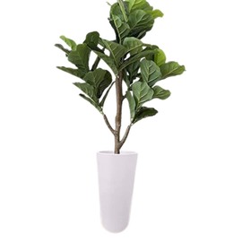 Elly Décor 24 inch Tall Planter with Drainage, Outdoor Round, Lightweight & Resistant Plant Containers, Round Tall Planter 24" x 11" White