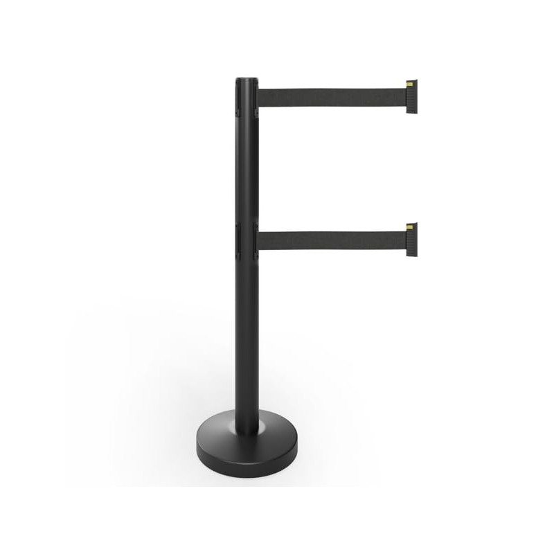 Lukso LUK40SDB Black 40" ADA Compliant Stanchion with Dual 10'