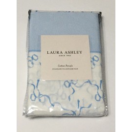 Laura Ashley Standard Pillowcase Set - Trailing Bows Blue White
