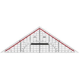 M+R 723250100 Set Square 25 cm Plexiglass Clear Backing – Red