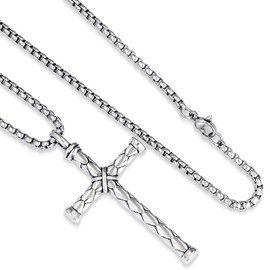 Men's Cross Necklace, Stainless Steel Pendant Cross Necklace, Black, Hip Hop Necklace, Gothic Jewellery Cross Necklace