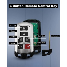 QAGGUM 6 Button Remote Key Fob Fit for Toyota Sienna 2011 2012 2013 2014 2015 2016 2017 2018 2019 2020 HYQ14ADR 271451-5691 GNE 314.3 MHZ, Keyless Entry Remote Control Replace 89904-08010