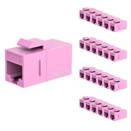 iwillink RJ45 Cat6 Keystone Coupler 25-Pack, Female to Female Cat6 Keystone Jack, UTP Keystone Coupler Insert (Pink)