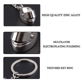 DreamAug 2-Pack Motorcycle Helmet Keychains – 3D Mini Helmet Keyring Set, Black & Silver, Cool Gifts for Bikers, Car Lovers, Birthday & Holiday Gift Ideas