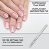 ForPro Zebra Foam Board, 100/180 Grit, Double-Sided Manicure Nail File,
