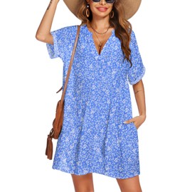 AI'MAGE - Traje de baño para mujer, traje de baño de playa, traje de baño con bolsillos, A-a-blue Flowers, M